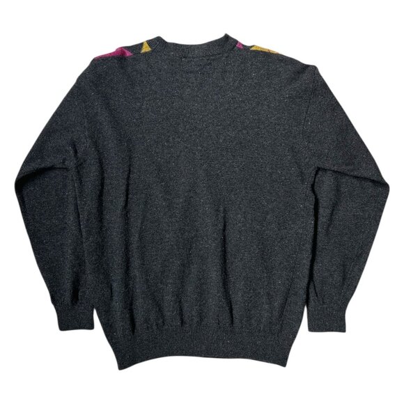 90s vintage argyle pattern Esprit sweater wool blend grey crewneck preppy. - Picture 3 of 4
